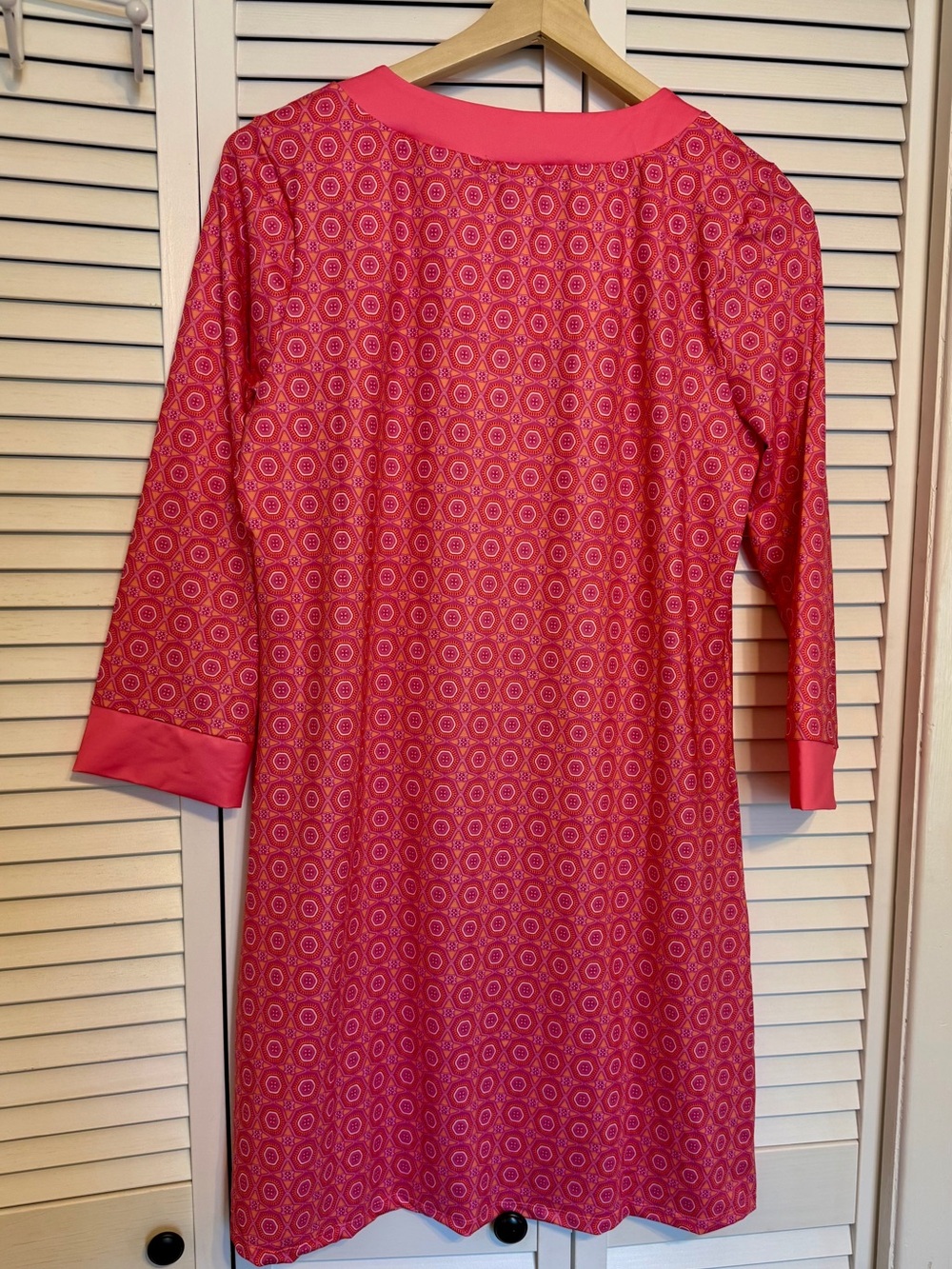 NWT Cabana Life Tunic Dress L Pink Orange Geometric UPF Swim Cover Up - Picture 2 of 7